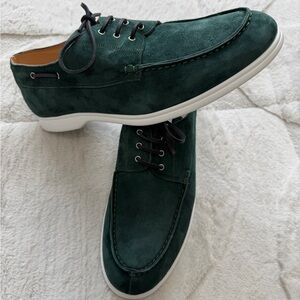 NEW! $1,095 Kiton Men's Green Goatskin Suede Boat Shoes 12 Old Money!